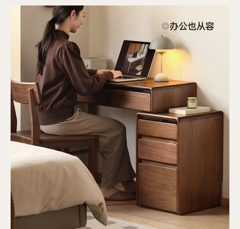 Black walnut solid wood retractable dressing table