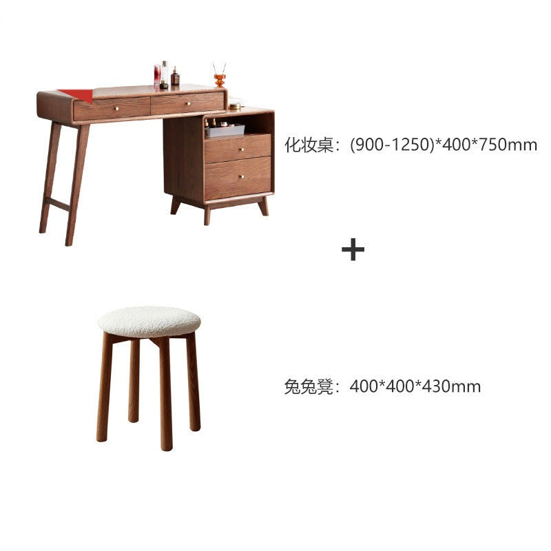 Oak solid wood telescopic dressing table Walnut color"