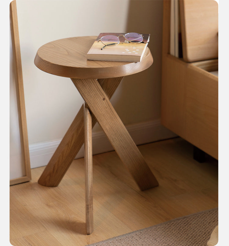 White Wax Wood Ash solid wood Side Table "