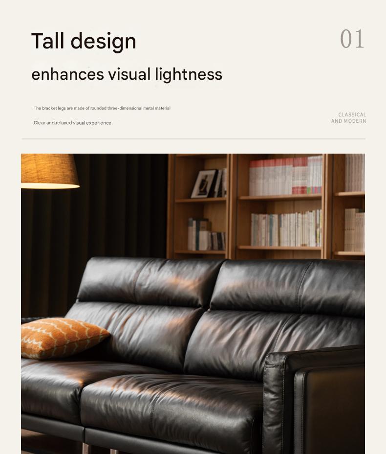 Italian Luxury Leather Sofa  High-Back