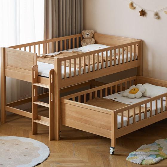 Beech Solid Wood Mother and Child Trolley Bunk Bed