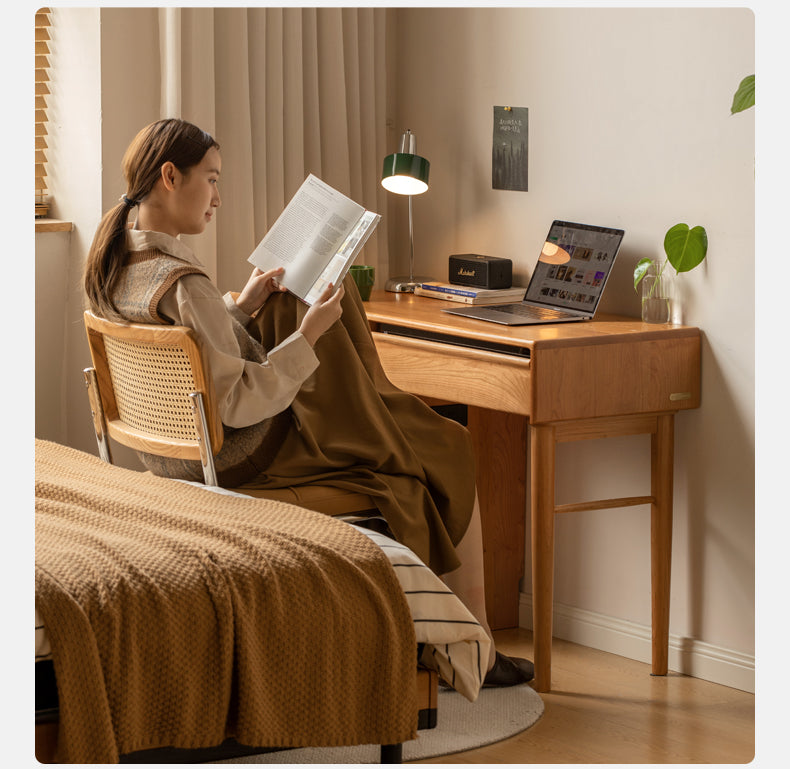 Cherry Solid Wood Retro Skeleton Line Makeup Table