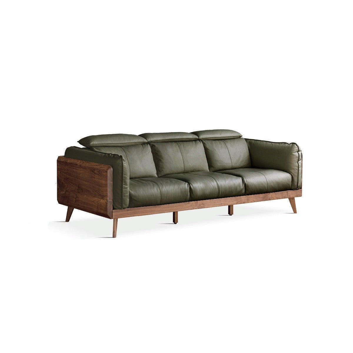 Black Walnut Solid Wood Genuine Leather Down Sofa +