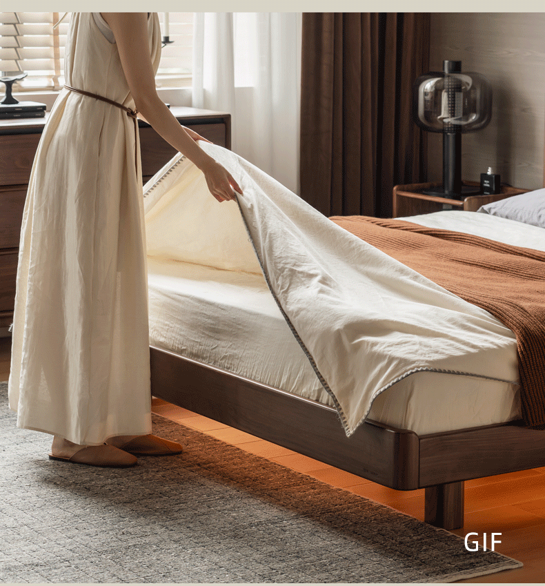 Black Walnut Solid Wood  Luxury Leather with Light Bed