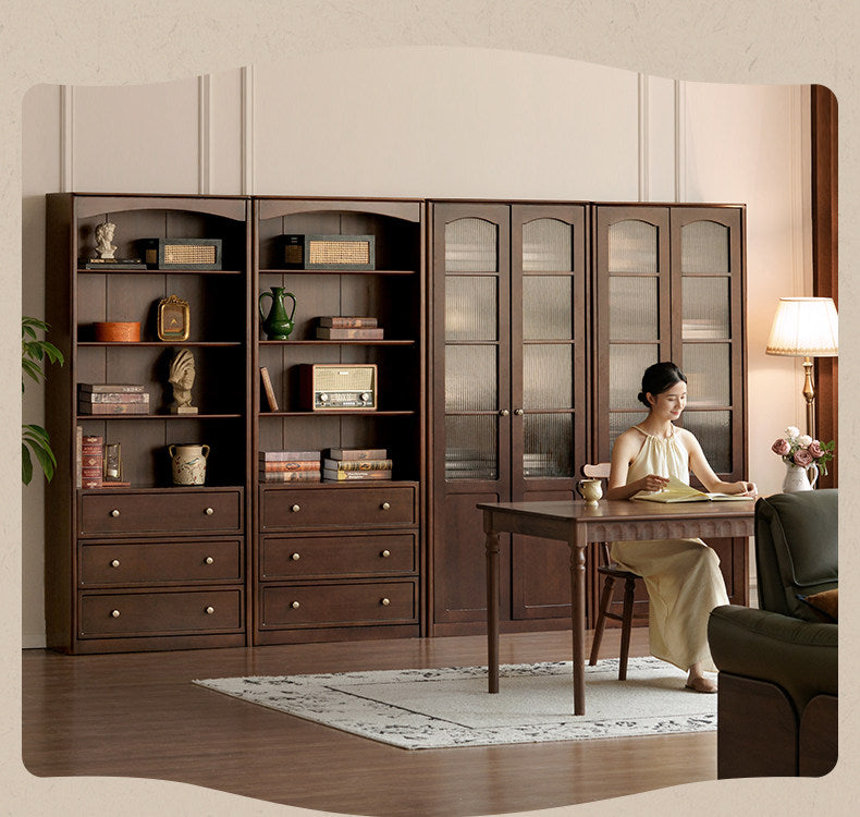 Poplar Solid Wood French Retro Style Floor Standing Display Bookcase