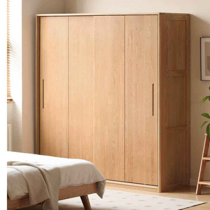 White Oak solid wood sliding door wardrobe"