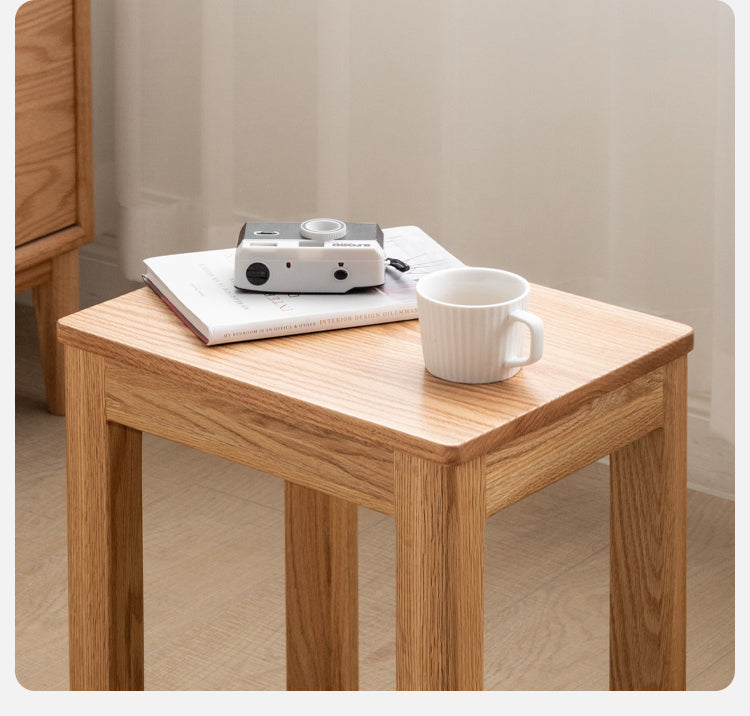 4 pcs set Oak Solid Wood Nordic Square Stool