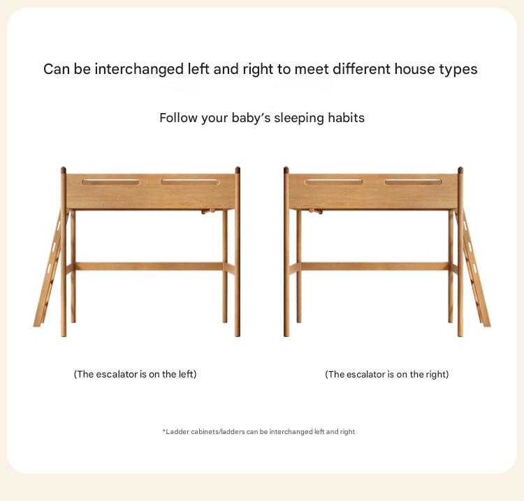 Oak solid wood Loft bed with cabinet