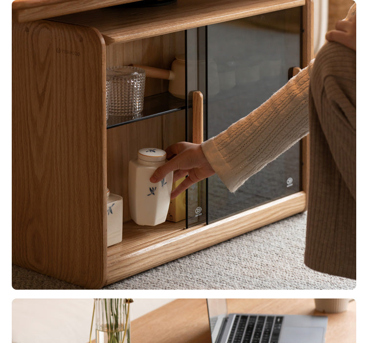 Oak Solid Wood Elevating folding Storage lifting coffee Table