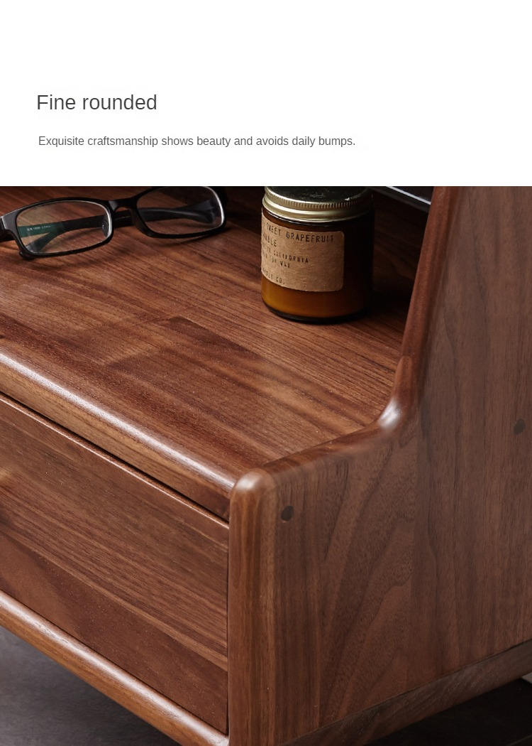 Black walnut solid wood art nightstand bedroom storage cabinet"