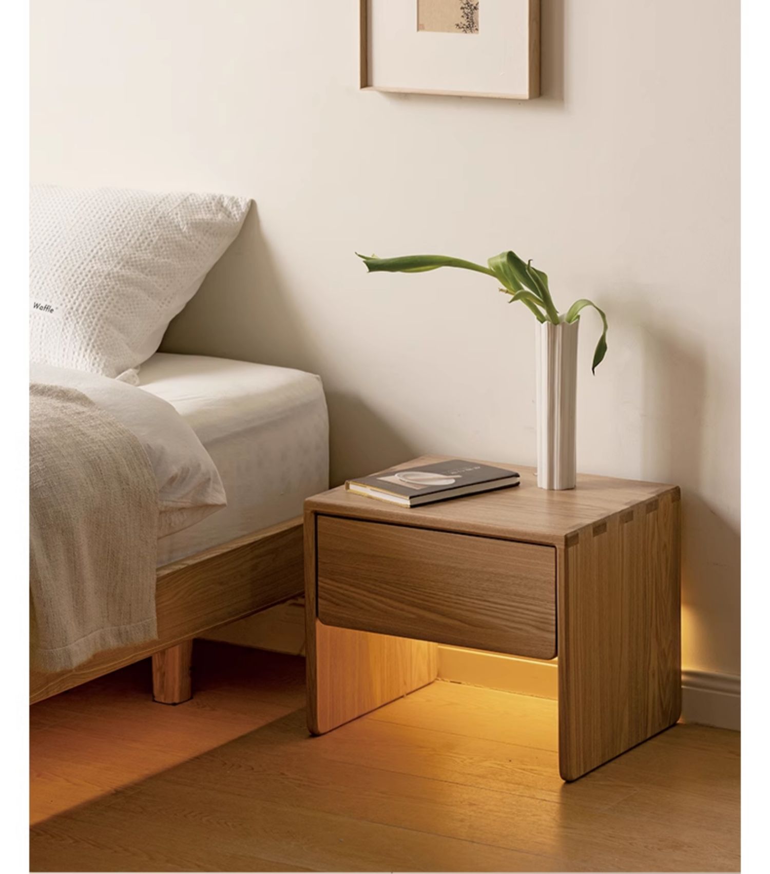 Ash solid wood smart modern nightstand