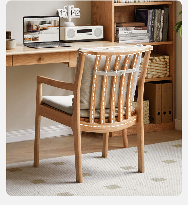 Oak Solid Wood Book Chair Comfortable Soft Back Chair