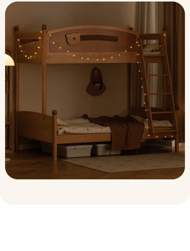 Beech solid wood children's bunk bed.