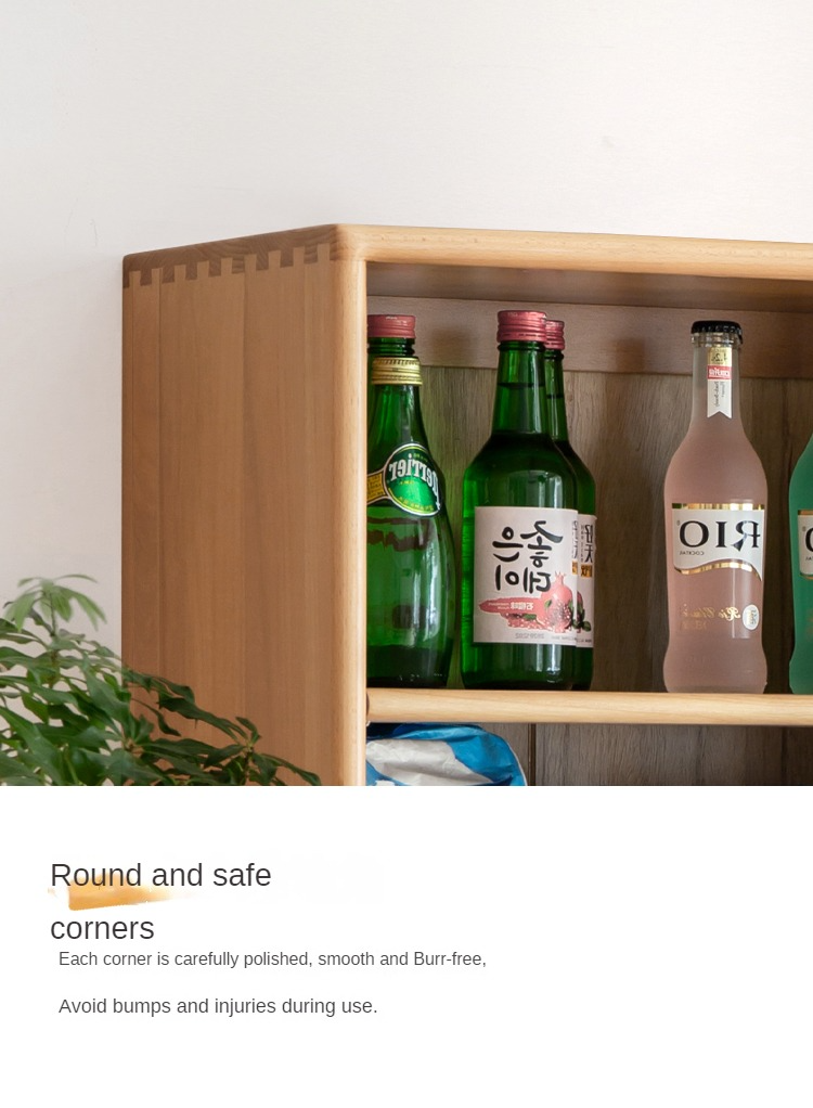 Beech solid wood bookshelf combination ,open storage cabinet -
