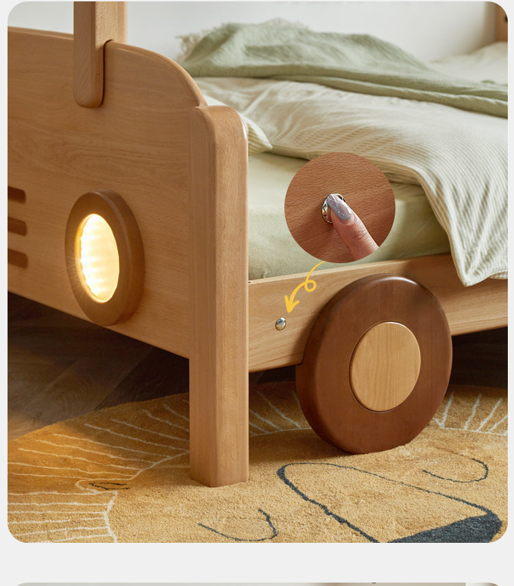 Beech solid wood children's Bunk Bed cartoon car Bed.