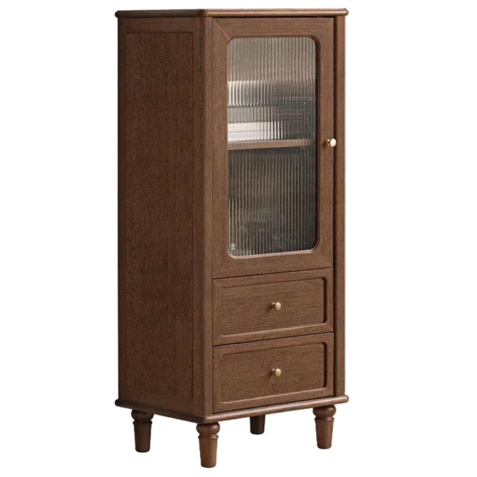 Black Walnut, Sandalwood Solid Wood American Retro Locker Side Cabinet.