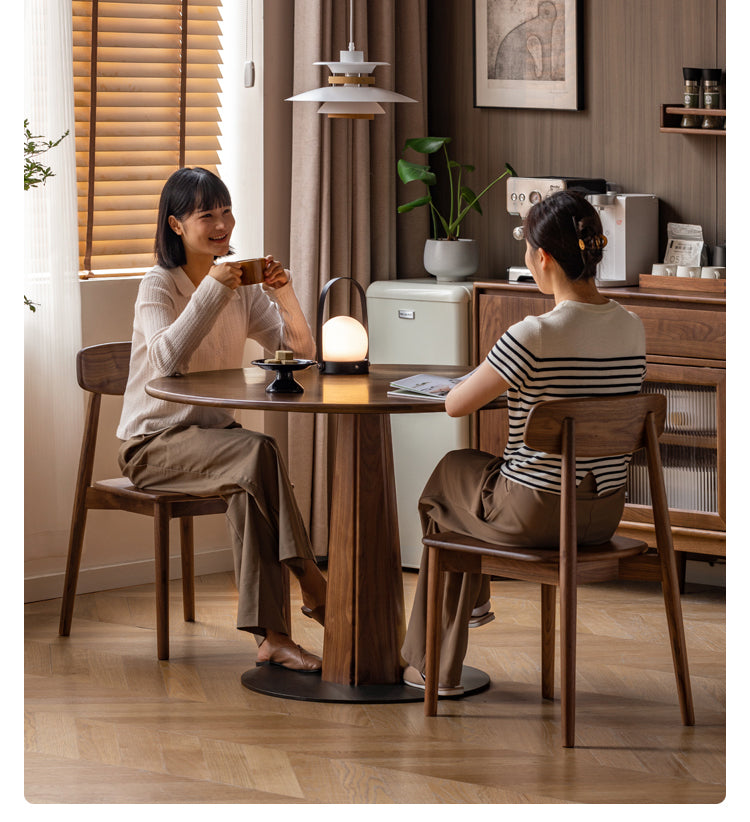 Black walnut solid wood round dining table