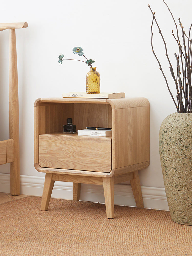 Ash solid wood storage modern nightstand