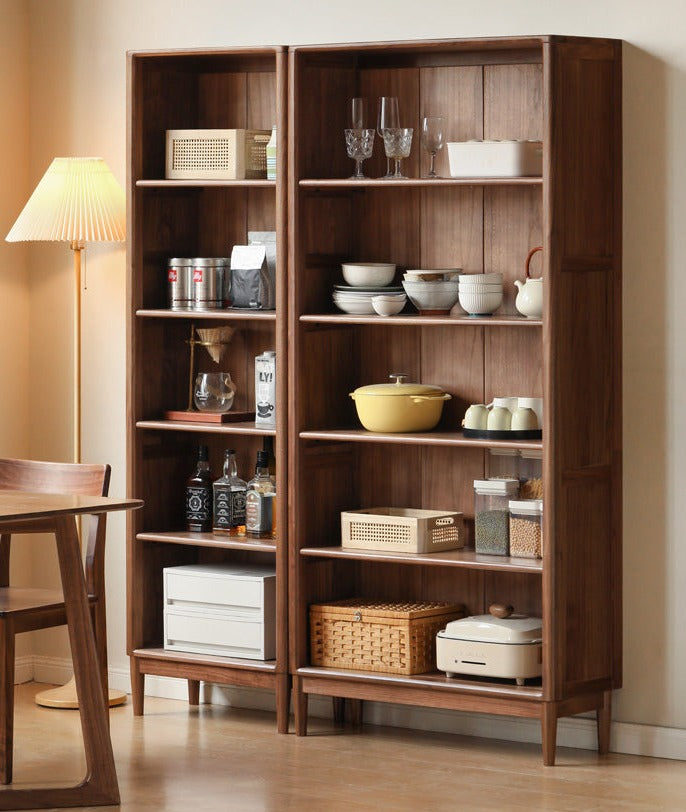Black walnut solid wood bookcase whole wall free combination bookshelf