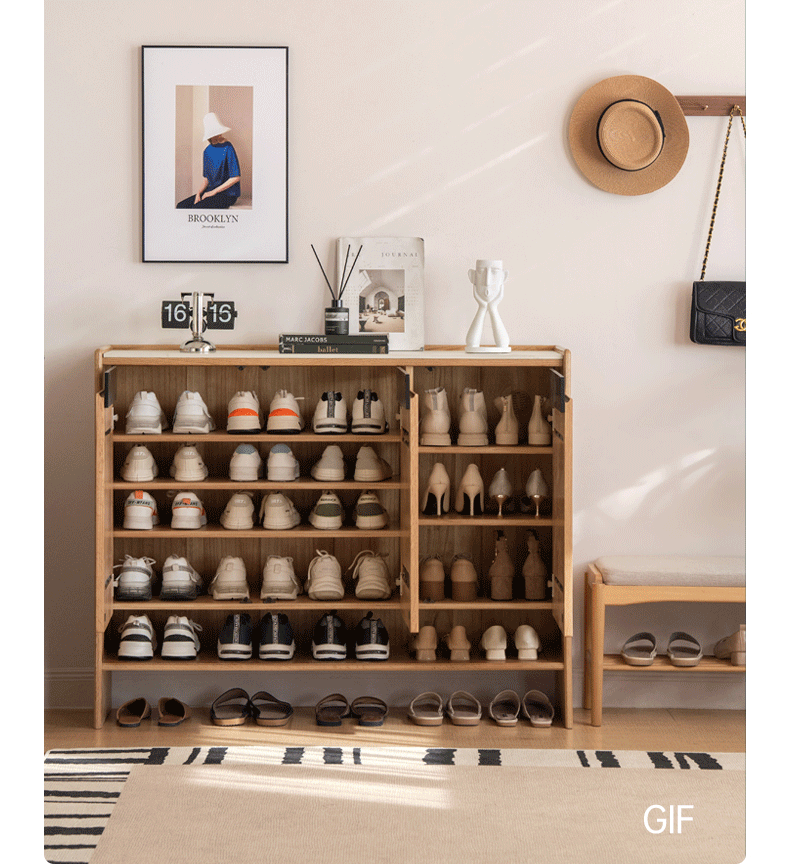 Oak Solid Wood Modern Shoe Cabinet