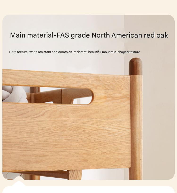Oak solid wood Loft bed with cabinet
