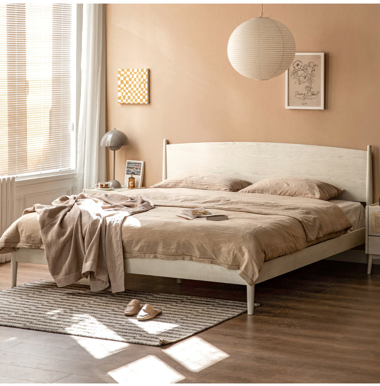 Ach solid wood bed modern French cream style