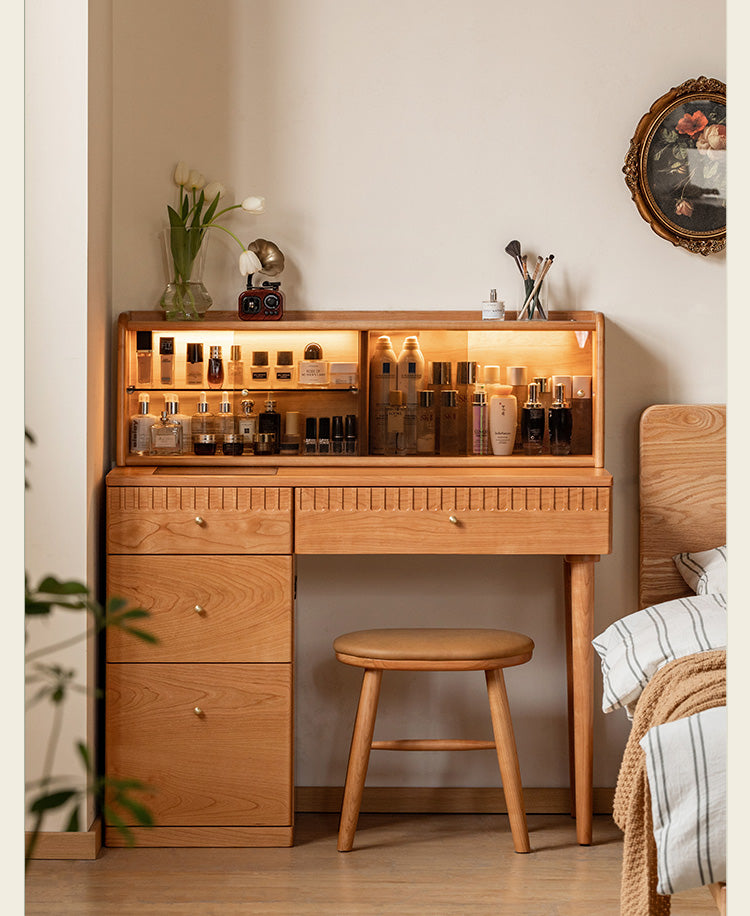 Cherry Wood Retro Dressing Table Cabinet Integrated :