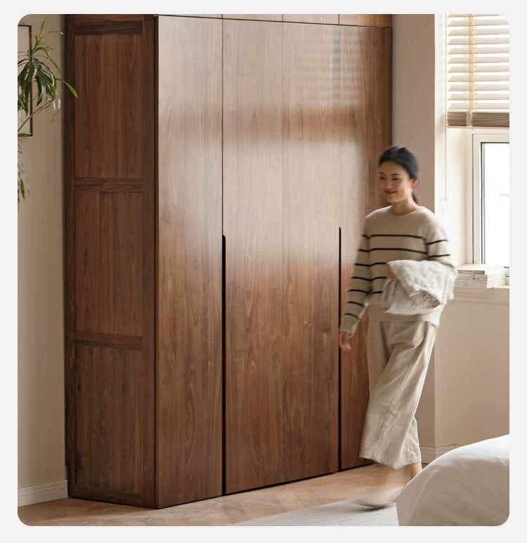 Black Walnut Solid Wood Wardrobe Double Door::