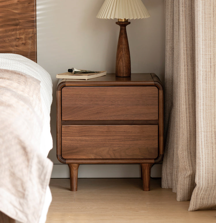 Black Walnut Solid Wood Minimalist nightstand: