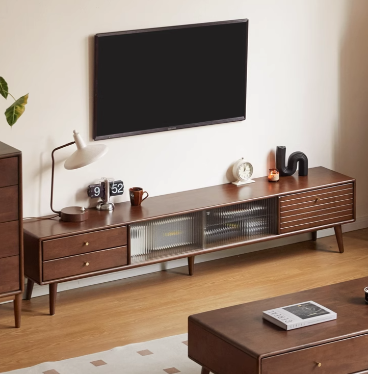 Rubber Solid Wood Light Luxury TV Cabinet