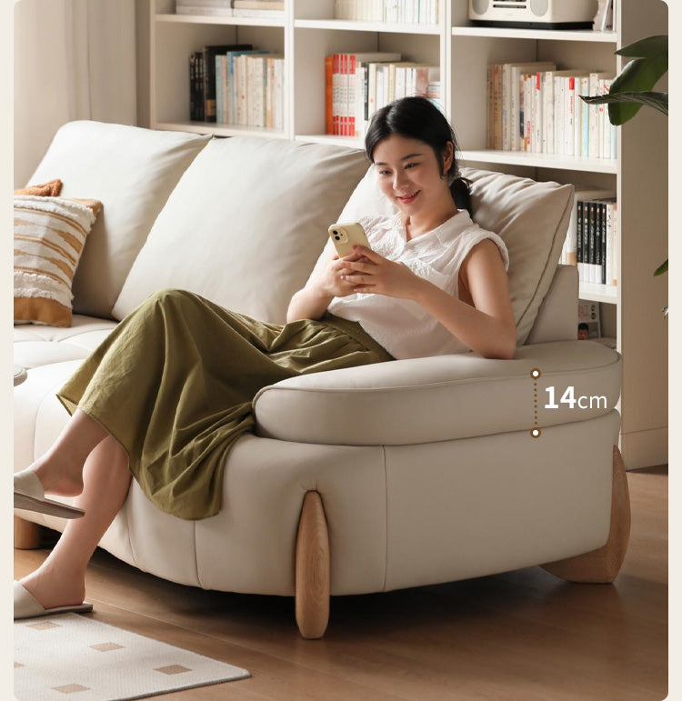 Technology Cloth Fabric Sofa Cream Style