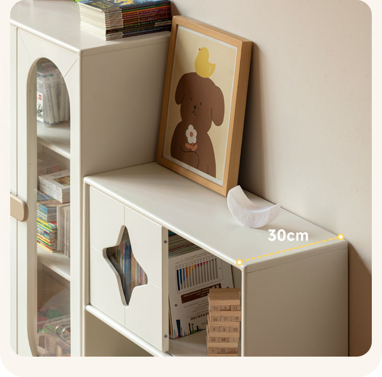 Rubber solid wood children's cream style bookcase