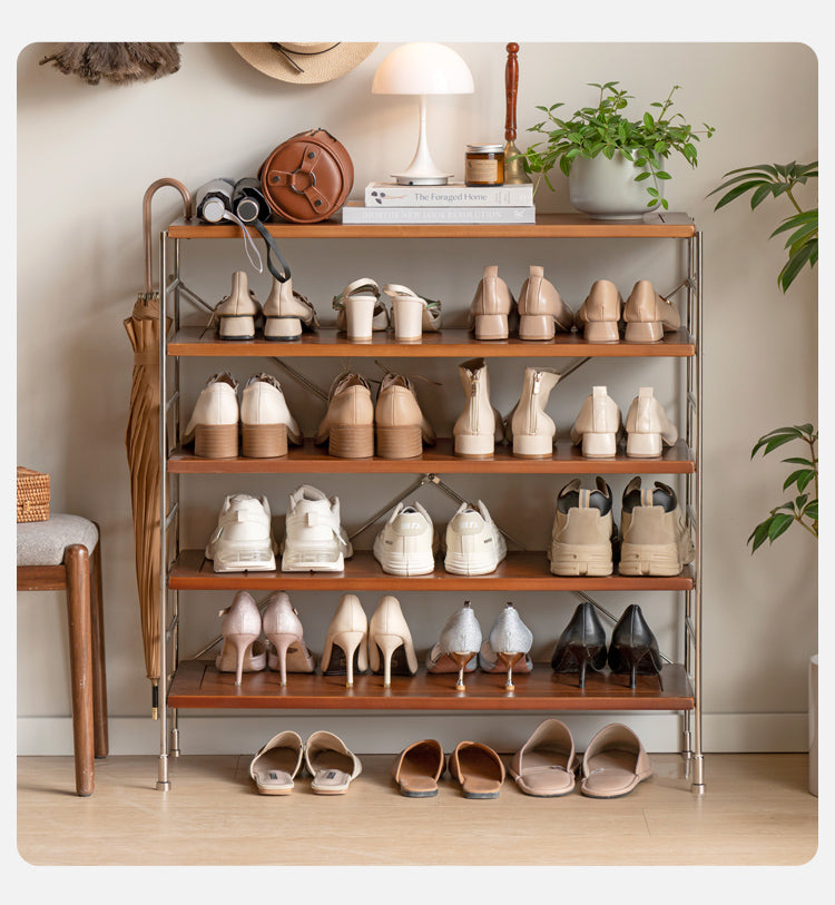 Poplar Solid Wood Vintage-Style Shoe Rack