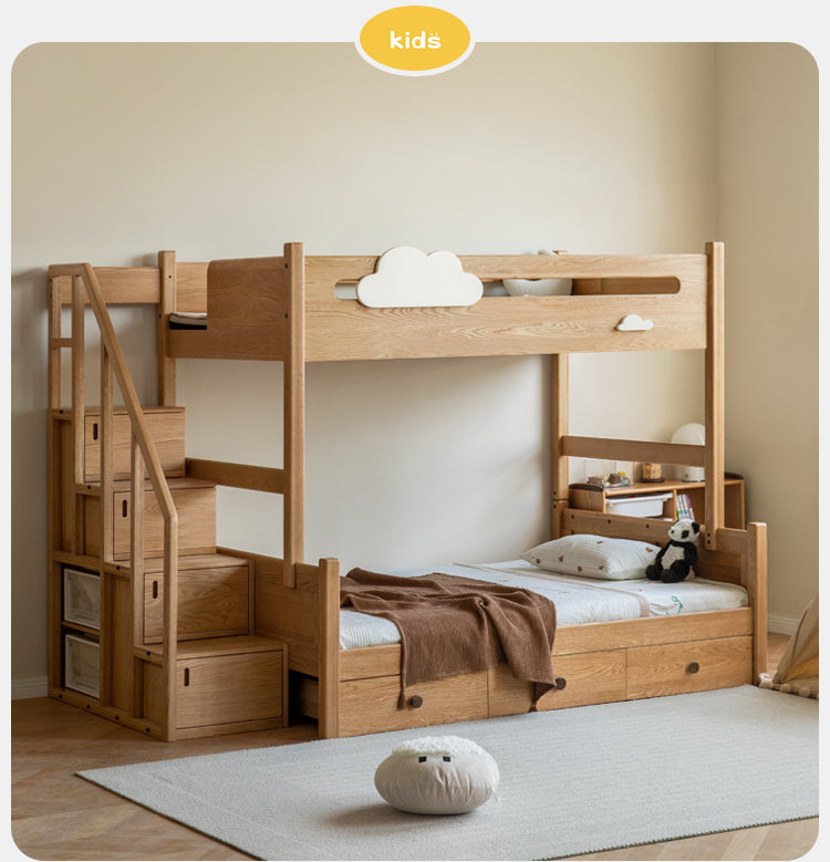 Oak Solid Wood Children's Cloud Bunk Bed