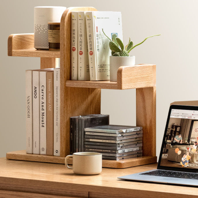 Oak solid Wood Desktop Multi-layer Bookshelf