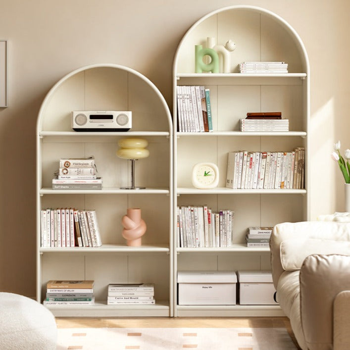 Poplar solid wood arch bookcase display side cabinet bookshelf cream -