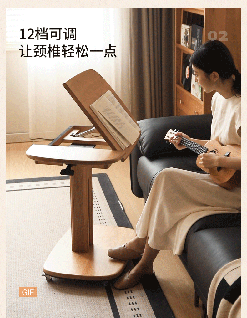 Cherry, Oak Solid Wood Elevating Desk Study Unit Mobile Desk