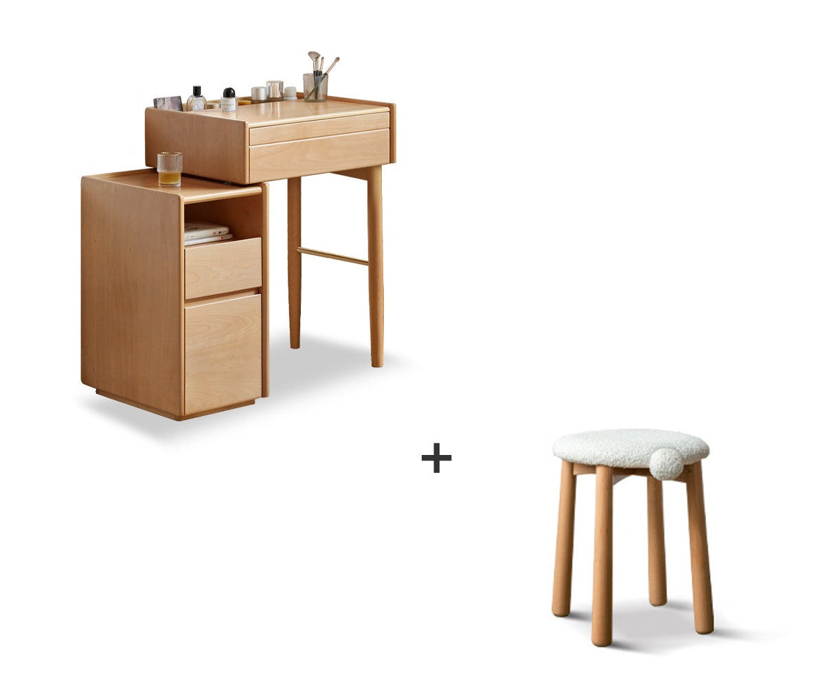 Dressing table telescopic LED light beech solid wood"