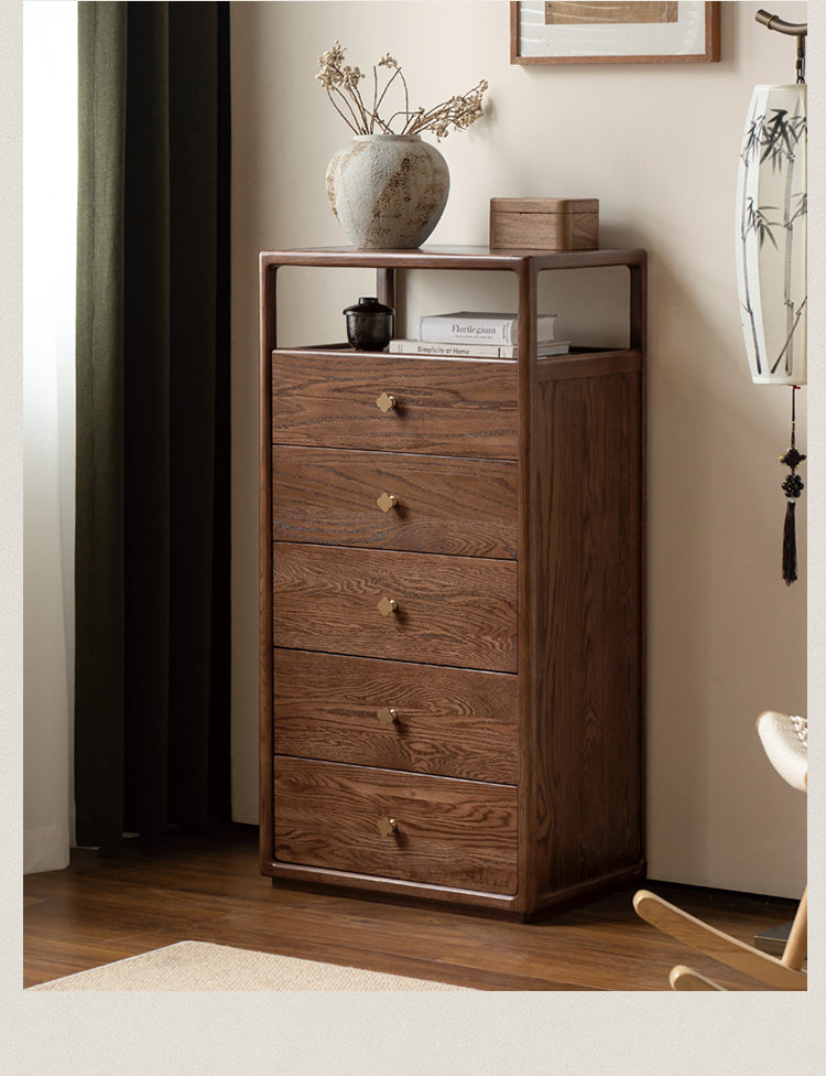 Black Walnut, Oak Solid Wood Storage Cabinet