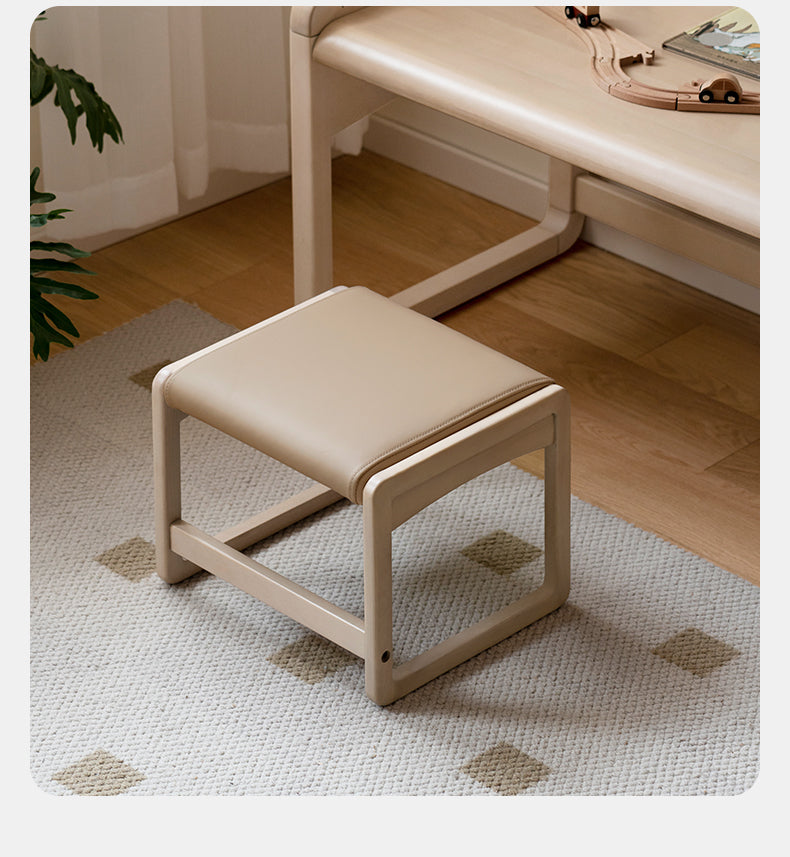 Berch solid wood children's  square soft stool "