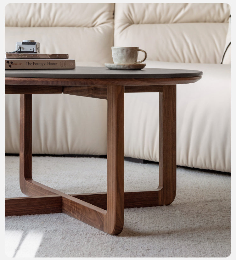 Black Walnut solid wood Combination coffee table rock surface "