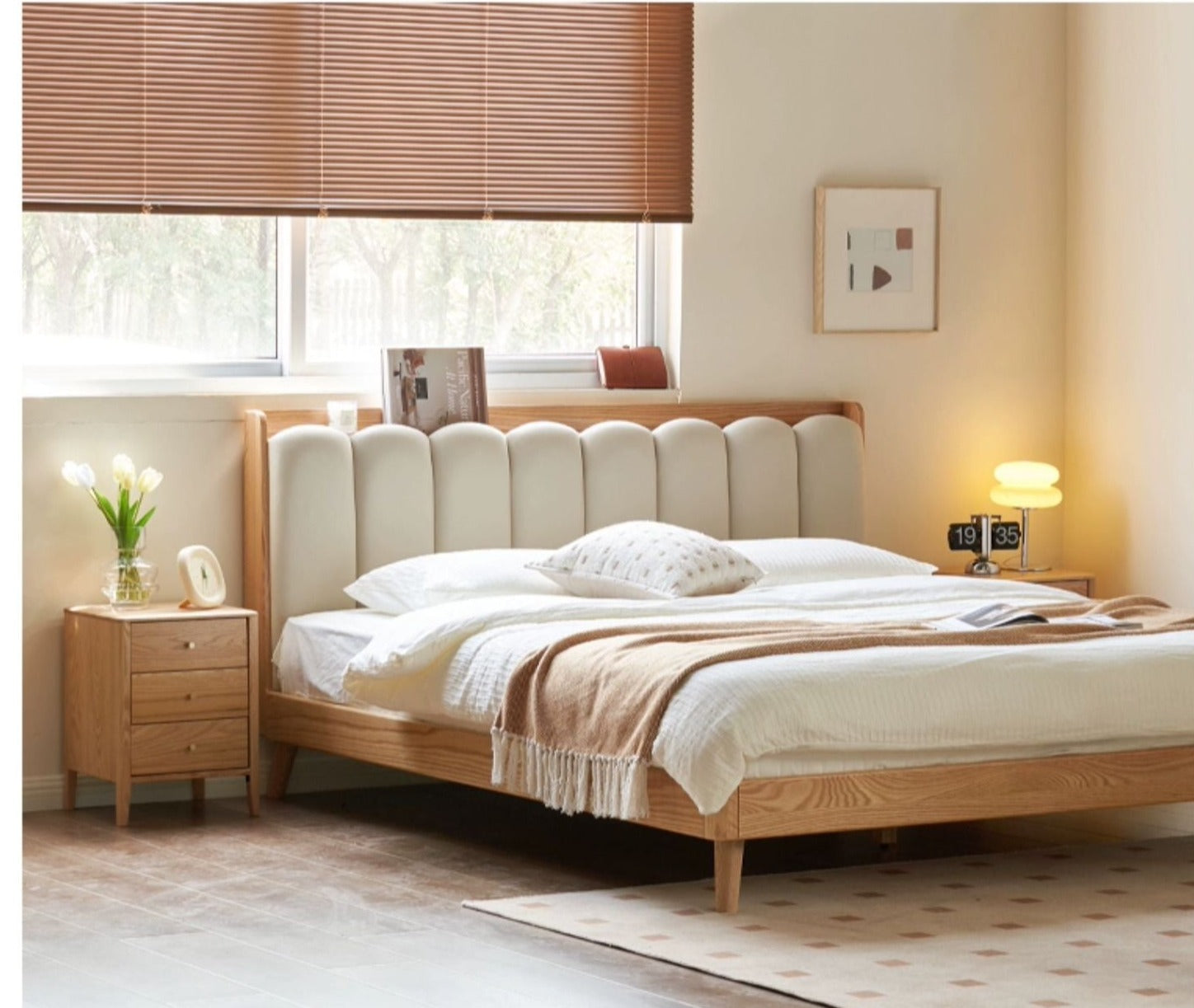 Oak solid wood soft-packe, piano key bed"