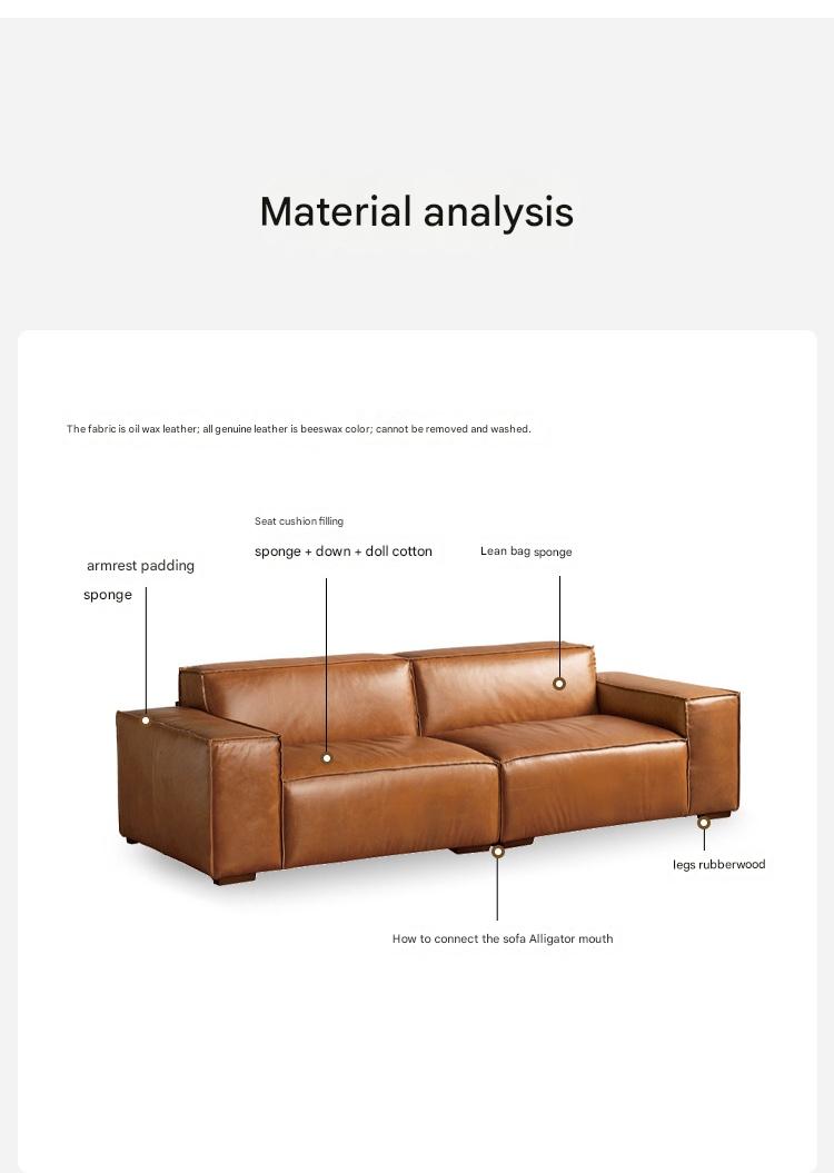 Full Leather Tofu Sofa first layer cowhide
