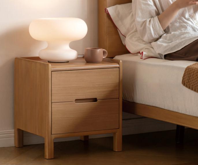 Poplar solid wood bedside table,