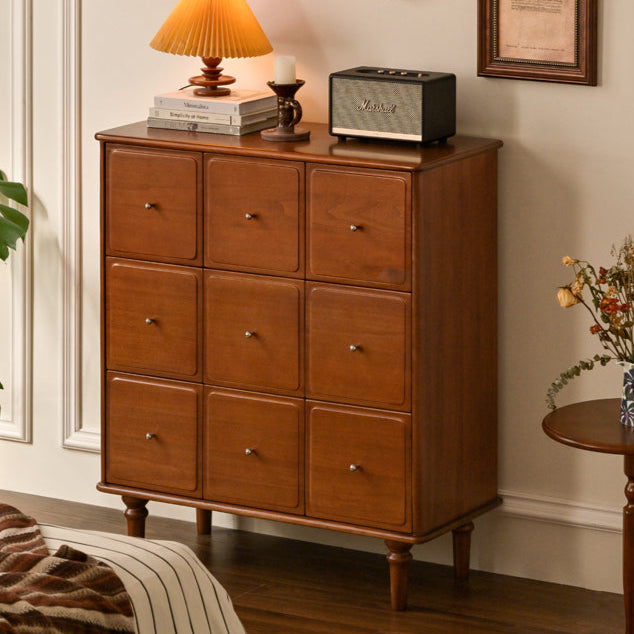 Poplar Solid Wood Cabinet French Retro Nine Drawers Cabinet