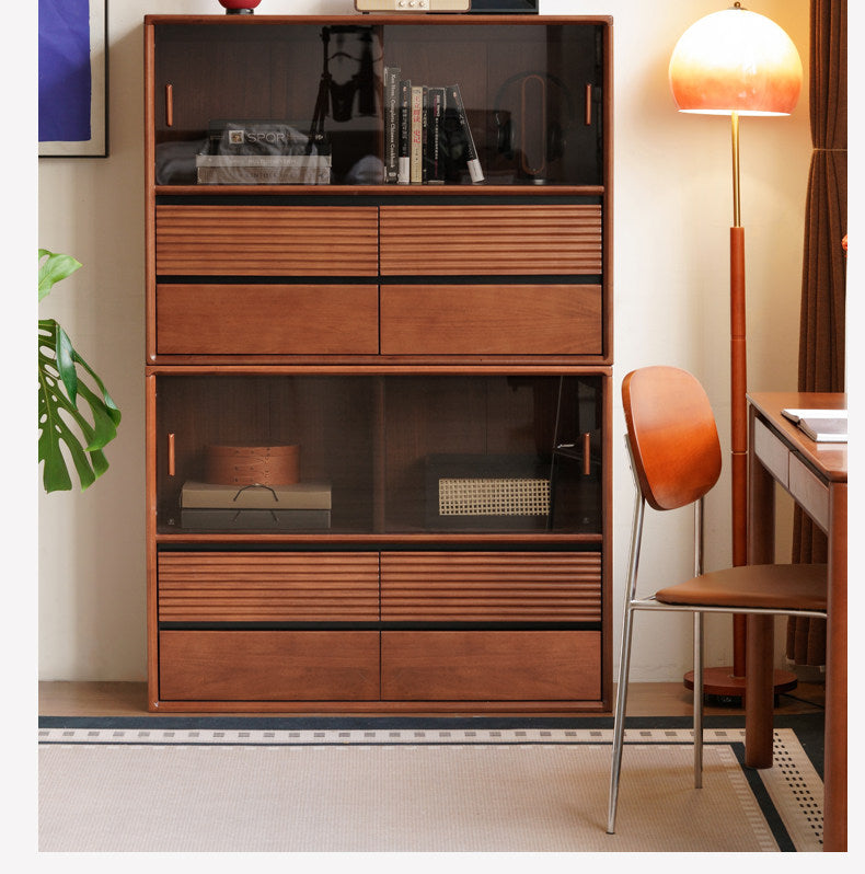 Poplar Solid Wood Vintage Style Study Storage Cabinet