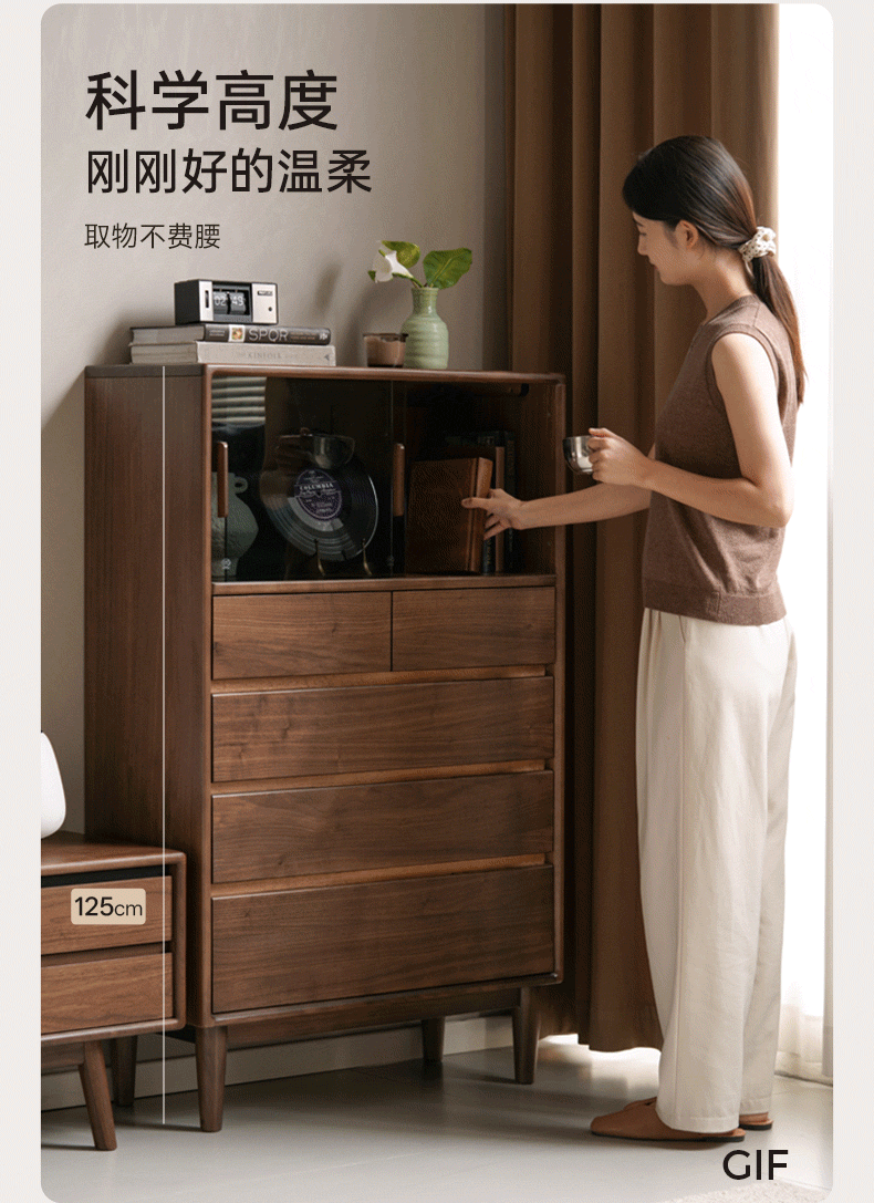 Oak Solid Wood Modern Minimalist Multifunctional with Light Box Bed