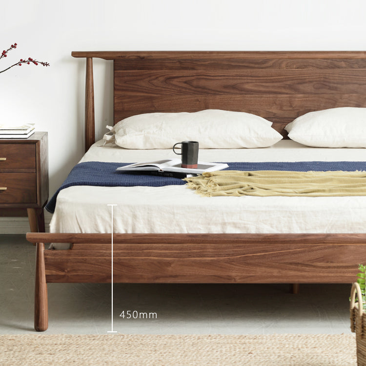 North American black walnut solid wood light luxury bed<