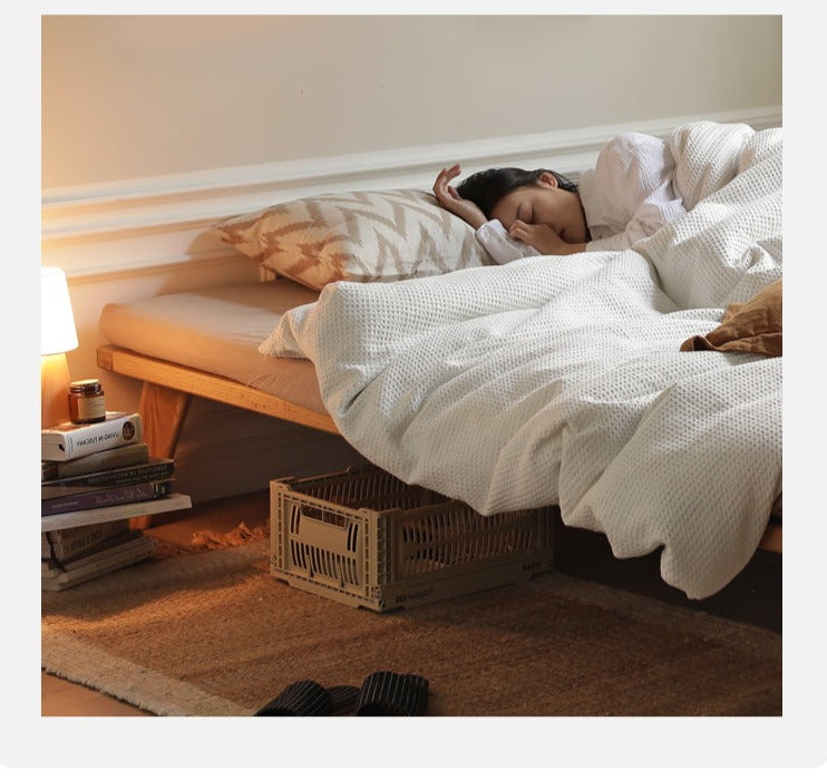 Oak solid wood platform bed, headboard-free bed