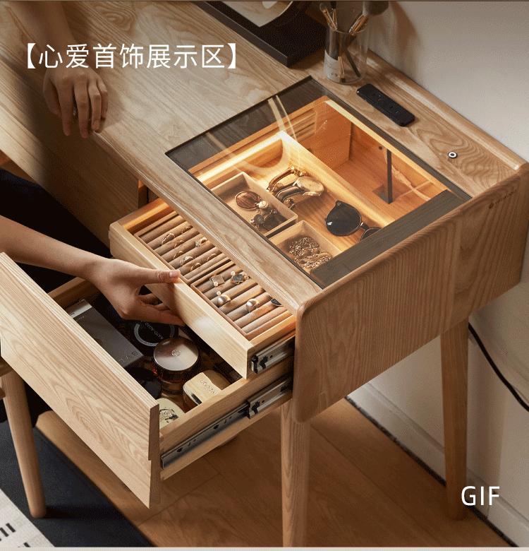 Ash Solid Wood Modern Vanity Table.